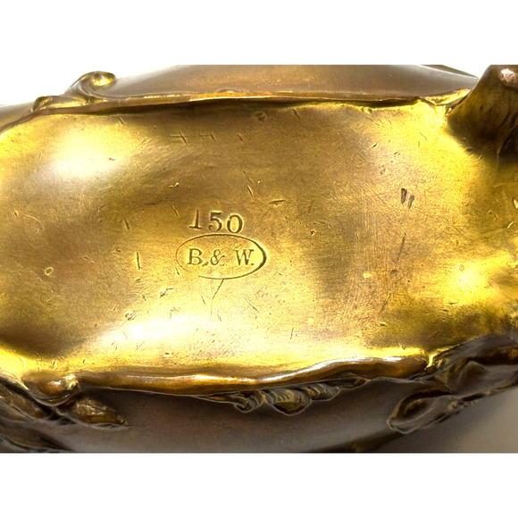 Brainard & Wilson B&W Antique Footed Brass Hinged Trinket Box Casket Art Nouveau - Picture 6 of 11